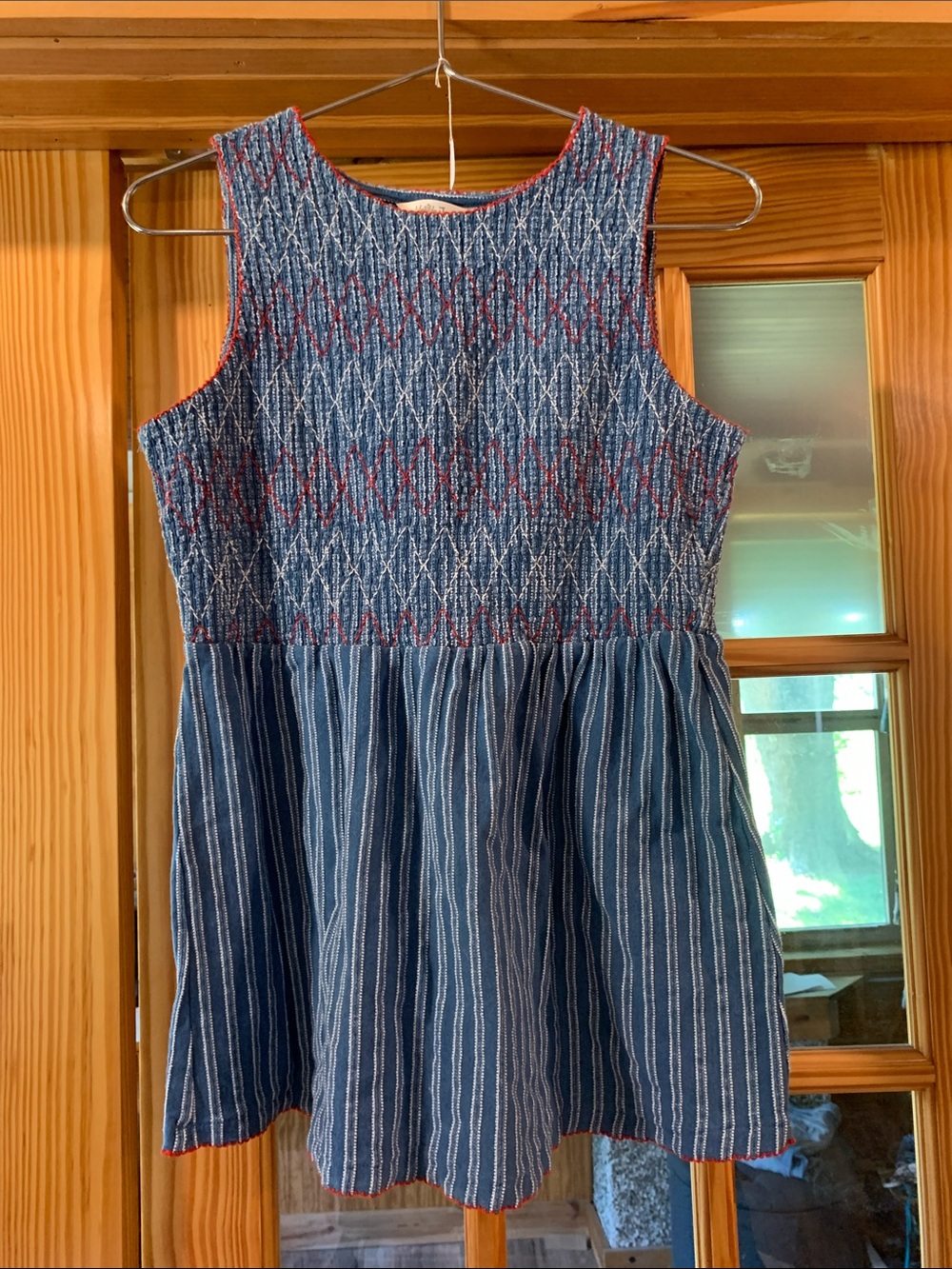 Matilda Jane Enchanted Garden Blue Roxie Smocked Sleeveless Tank Top Sz M